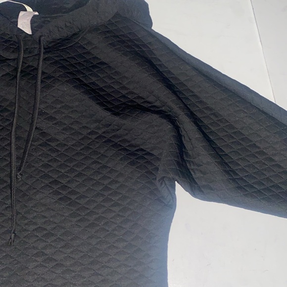 K Too Black Quilted Soft Long Sleeve Hoodie Fitted Bodycon Dress Size Small - Picture 4 of 7